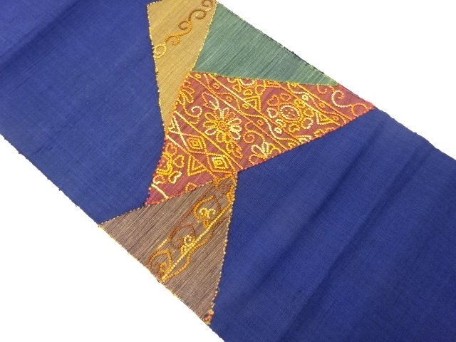 JAPANESE KIMONO / TSUMUGI SAGARA EMBROIDERY KIRIFUKOMI-FU FLORAL ARABE